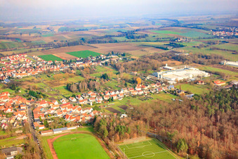 Aerial photograpy of In the Bosch Gardens in the district Schaidt in Wörth am Rhein in the state Rhineland-Palatinate, Germany