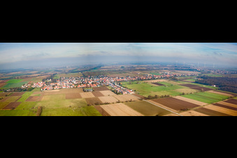Panorama of the village view from the south in Freckenfeld in the state Rhineland-Palatinate, Germany