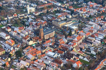 Christmas market at the Plätzl and around St. George's Church in Kandel in the state Rhineland-Palatinate, Germany