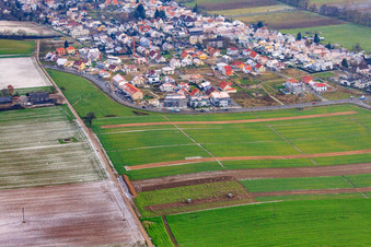 New development area Am Höhenweg in snow in Kandel in the state Rhineland-Palatinate, Germany