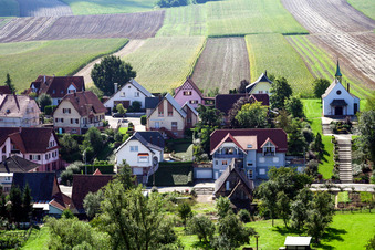 Niederlauterbach in the state Bas-Rhin, France viewn from the air