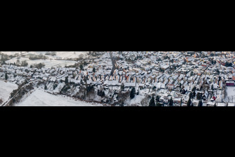 Wintry snowy Village view in Jockgrim in the state Rhineland-Palatinate, Germany