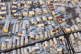 Saarstraße x Hubstraße in winter with snow in Kandel in the state Rhineland-Palatinate, Germany