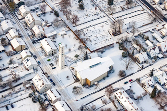 St. Pius in winter with snow in Kandel in the state Rhineland-Palatinate, Germany