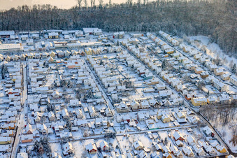 Settlement in winter with snow in Kandel in the state Rhineland-Palatinate, Germany