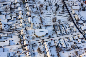 Catholic Church of St. Pius in winter with snow in Kandel in the state Rhineland-Palatinate, Germany