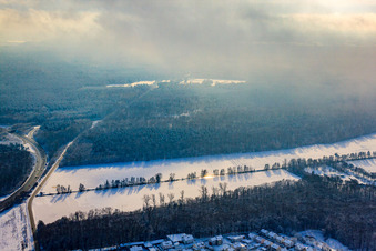 Otterbachtal at the outdoor pool in winter with snow in Kandel in the state Rhineland-Palatinate, Germany