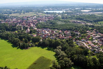Lauterbourg in the state Bas-Rhin, France seen from above
