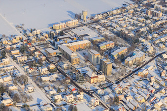 Asklepios Südpfalzkliniken Hospital in winter with snow in Kandel in the state Rhineland-Palatinate, Germany