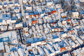 Market Street in winter with snow in Kandel in the state Rhineland-Palatinate, Germany