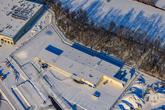 Thermo Fisher in winter in snow in the district Minderslachen in Kandel in the state Rhineland-Palatinate, Germany