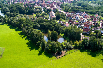 Lauterbourg in the state Bas-Rhin, France seen from a drone