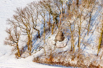 Marienkapelle in winter with snow in the district Hayna in Herxheim bei Landau in the state Rhineland-Palatinate, Germany