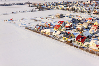 Aerial photograpy of Maple Trail in winter with snow in Steinweiler in the state Rhineland-Palatinate, Germany