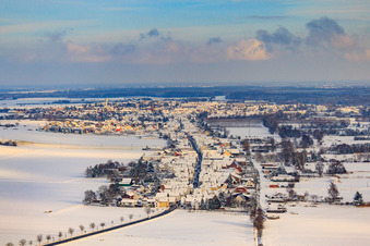 Saarstrasse in the snow in Kandel in the state Rhineland-Palatinate, Germany
