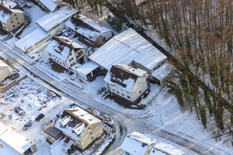 Elsässerstraße Fa. Frey Sondermaschinen in snow in winter in Kandel in the state Rhineland-Palatinate, Germany