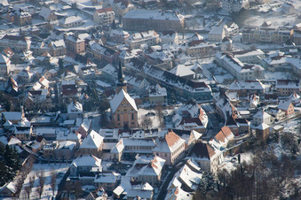 Aerial photograpy of Lauterbourg in the state Bas-Rhin, France