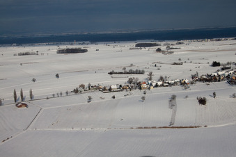 Aerial view of Oberlauterbach in the state Bas-Rhin, France