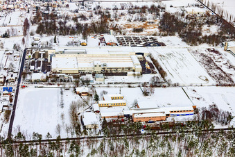 Webasto Mechatronics in snow in winter in the district Schaidt in Wörth am Rhein in the state Rhineland-Palatinate, Germany