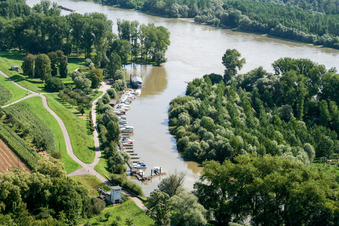 Lauter estuary with marina Neuburg am Rhein in Neuburg am Rhein in the state Rhineland-Palatinate, Germany