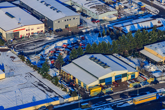 Horstring in snow in winter in the district Minderslachen in Kandel in the state Rhineland-Palatinate, Germany