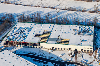 New building construction site in the industrial park Horst for Friedrich Zufall GmbH & Co. KG Internationale Spedition in the district Gewerbegebiet Horst in Kandel in the state Rhineland-Palatinate, Germany seen from above