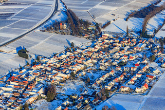Protestant Church Wollmesheim In winter in the snow in the district Wollmesheim in Landau in der Pfalz in the state Rhineland-Palatinate, Germany