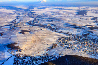 Klingbachtal in winter with snow in Klingenmünster in the state Rhineland-Palatinate, Germany