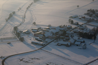Bird's eye view of District Deutschhof in Kapellen-Drusweiler in the state Rhineland-Palatinate, Germany
