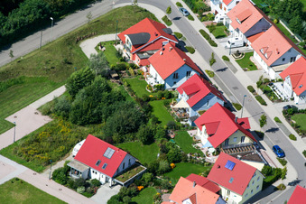 Aerial view of New development area Fuchsäcker Im Schnabel in Wörth am Rhein in the state Rhineland-Palatinate, Germany