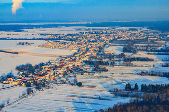 From the west in snow in winter in Kandel in the state Rhineland-Palatinate, Germany