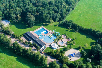 Forest swimming pool Kandel in Kandel in the state Rhineland-Palatinate, Germany from above