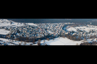 Wintry snowy Panorama from the local area and environment in Berg (Pfalz) in the state Rhineland-Palatinate