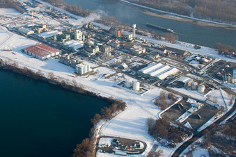 Aerial view of Chemical industry on the Rhine in Lauterbourg in the state Bas-Rhin, France