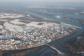 Aerial view of Sauer estuary in Munchhausen in the state Bas-Rhin, France