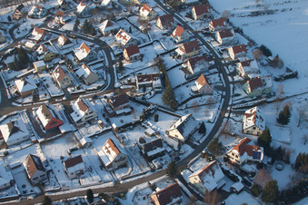 Oblique view of In winter when there is snow in Neewiller-près-Lauterbourg in the state Bas-Rhin, France