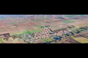 Panorama of the village view from the south in Herxheimweyher in the state Rhineland-Palatinate, Germany