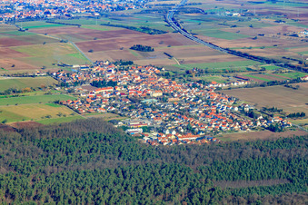 View of the town from the southwest in Westheim in the state Rhineland-Palatinate, Germany