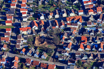 Marie-Juchacz-Straße and construction site for the Catholic Kindergarten in Lingenfeld in the state Rhineland-Palatinate, Germany