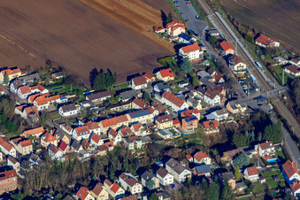 Altspeyerer Straße and train station in Lingenfeld in the state Rhineland-Palatinate, Germany