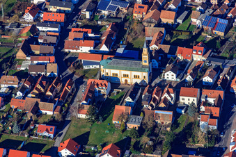 St. Martinus in Lingenfeld in the state Rhineland-Palatinate, Germany out of the air