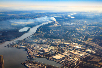 Port Germersheim from the north in Germersheim in the state Rhineland-Palatinate, Germany
