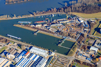 New Port and Oil Port Speye with Shipyard Josef Braun GmbH & Co. KG in Speyer in the state Rhineland-Palatinate, Germany