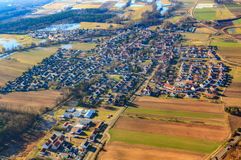 Aerial view of Village view from the northeast in Hanhofen in the state Rhineland-Palatinate, Germany