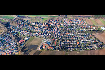 Panorama of the town view from the south in Hanhofen in the state Rhineland-Palatinate, Germany