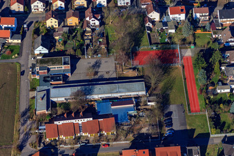 Aerial view of Primary school Hanhofen in Hanhofen in the state Rhineland-Palatinate, Germany