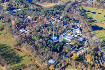 Holiday Park in Haßloch in the state Rhineland-Palatinate, Germany viewn from the air