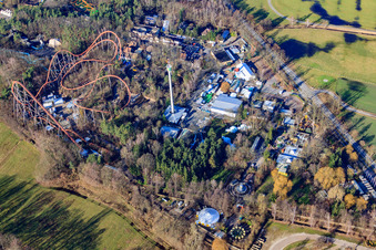 Drone recording of Holiday Park in Haßloch in the state Rhineland-Palatinate, Germany