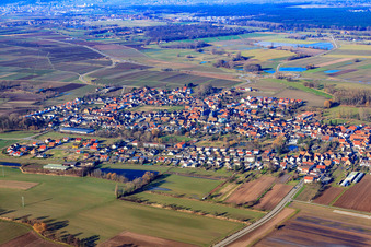 Aerial view of Village view from the southeast in the district Geinsheim in Neustadt an der Weinstraße in the state Rhineland-Palatinate, Germany
