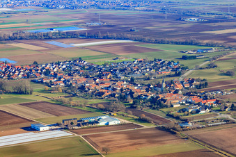 Village view from the northwest in Freisbach in the state Rhineland-Palatinate, Germany